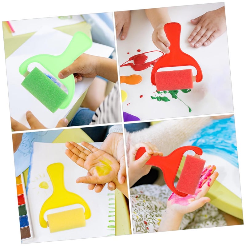 8Pcs Kids Foam Sponge Paint Brushes Set Round Roller Creative Art Craft Supplies - Image 4