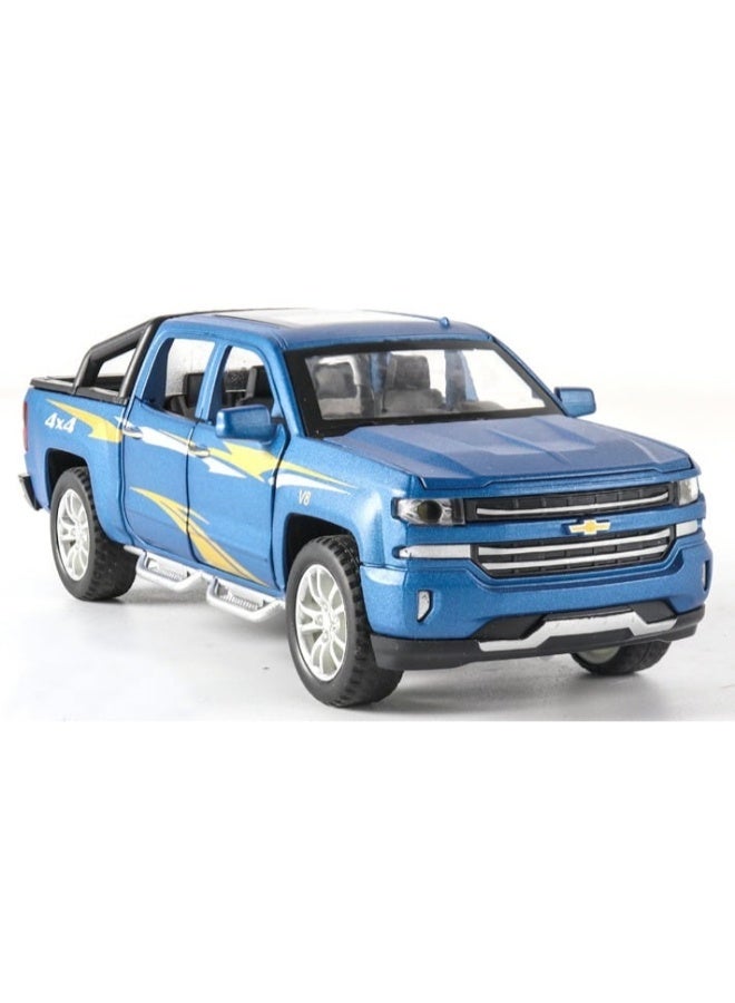 1:28 Scale Simulation of Chevrolet Truck - Diecast Metal Toy Car with Pull-Back Action, Opening Doors - Image 2