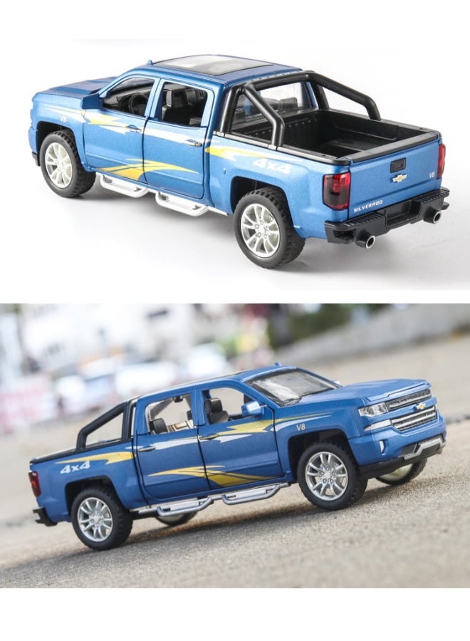 1:28 Scale Simulation of Chevrolet Truck - Diecast Metal Toy Car with Pull-Back Action, Opening Doors - Image 3