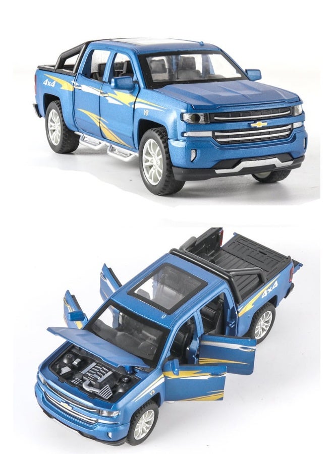 1:28 Scale Simulation of Chevrolet Truck - Diecast Metal Toy Car with Pull-Back Action, Opening Doors - Image 4