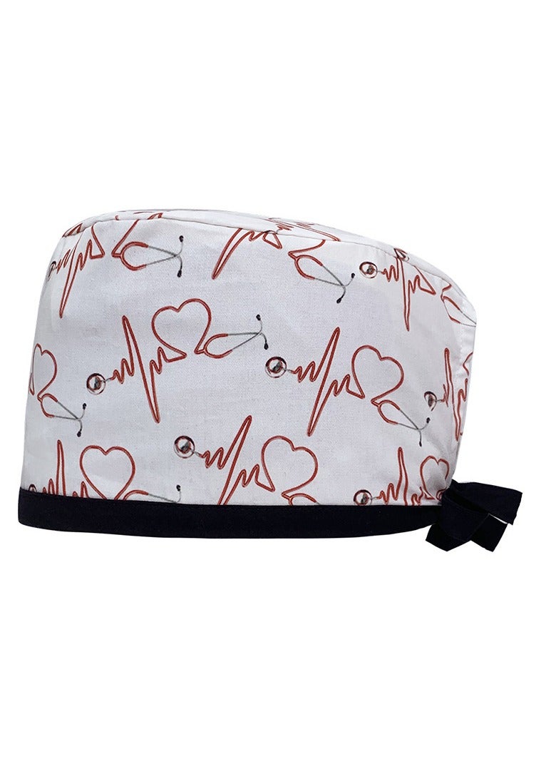KUYING Cotton Printed Surgical Cap Strap Adjustable Medical Work Cap