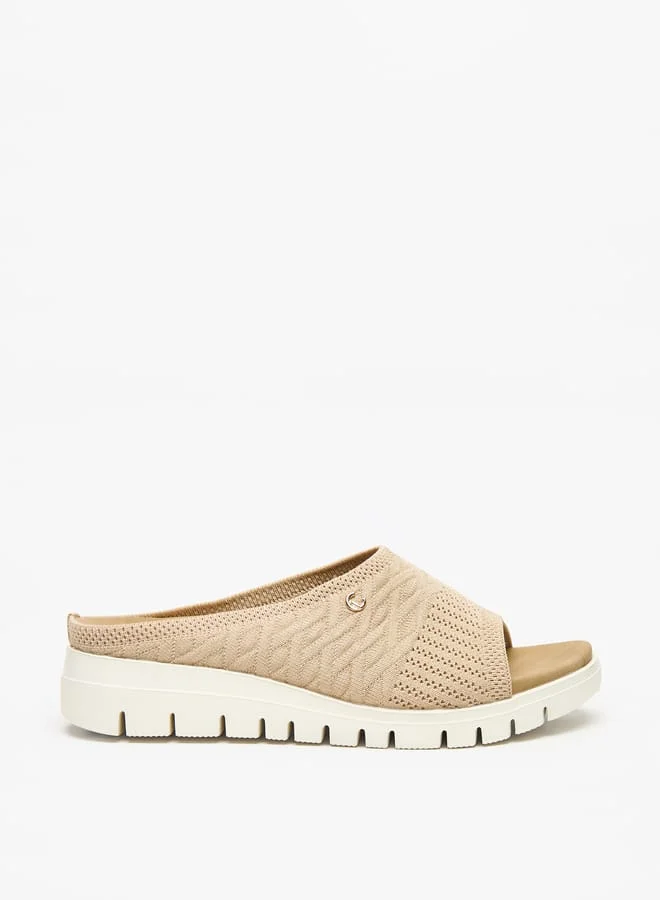 Le Confort Women's Textured Slip-On Sandals with Flatform Heels