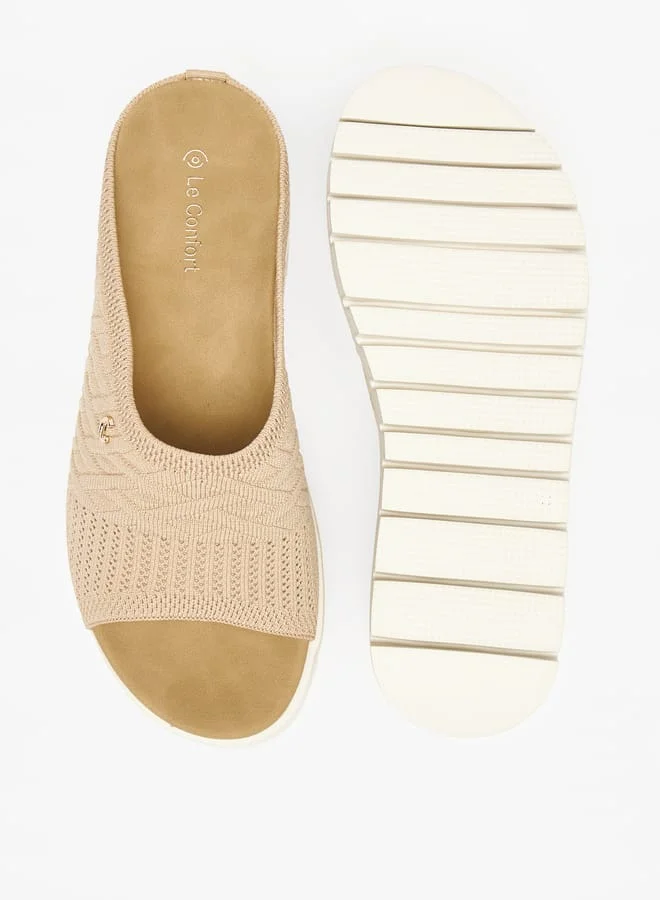 Le Confort Women's Textured Slip-On Sandals with Flatform Heels