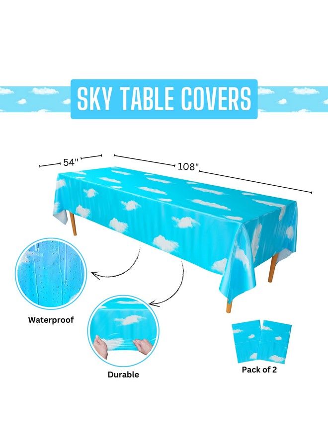 Blue Orchards Sky Table Covers (Pack Of 2) 54"X108" Xl Cloud Decorations Cloud Backdrop Sky Backdrop Sky Table Cloth Cloud Tablecloth Sky Birthday Party Supplies Cloud Theme Birthday Party - Image 3