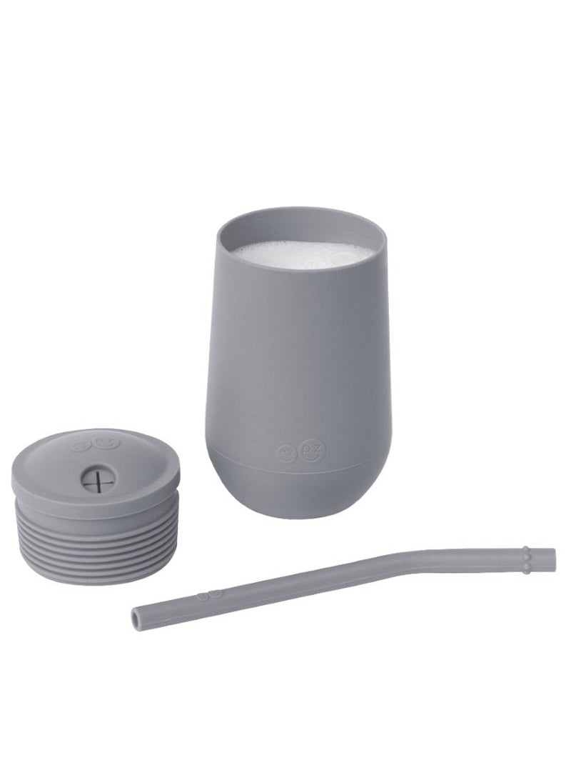 ezpz Happy Sippy Cup & Straw System - 100% Silicone Straw Cup For Infants + Straw Cup For Toddlers - Grey - Image 2