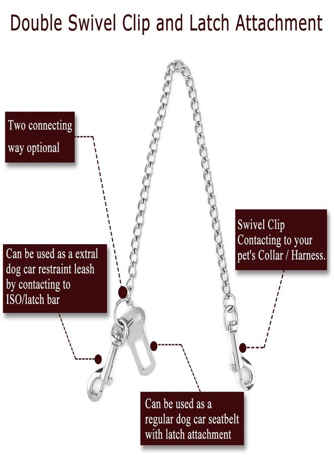 Mogoko Stainless Steel No chew Dog Car, Pet Vehicle Safety Restraint, Heavy Duty Big Canine Dog Car Leash Strap with Double Clip and Latch Attachment-25 Inch - Image 2
