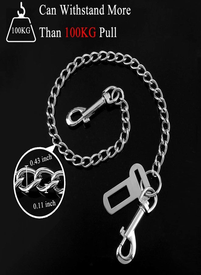 Mogoko Stainless Steel No chew Dog Car, Pet Vehicle Safety Restraint, Heavy Duty Big Canine Dog Car Leash Strap with Double Clip and Latch Attachment-25 Inch - Image 3