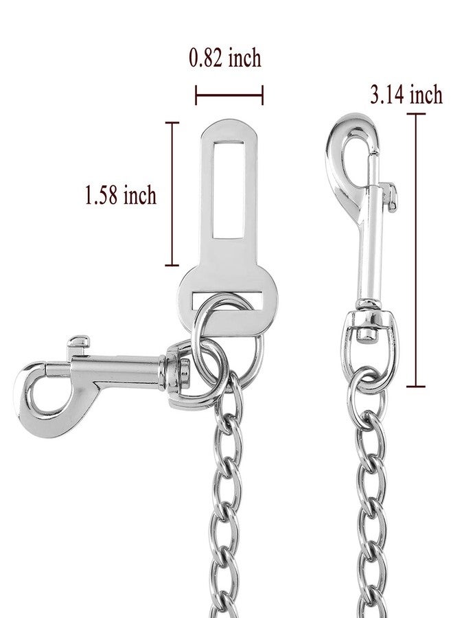 Mogoko Stainless Steel No chew Dog Car, Pet Vehicle Safety Restraint, Heavy Duty Big Canine Dog Car Leash Strap with Double Clip and Latch Attachment-25 Inch - Image 5