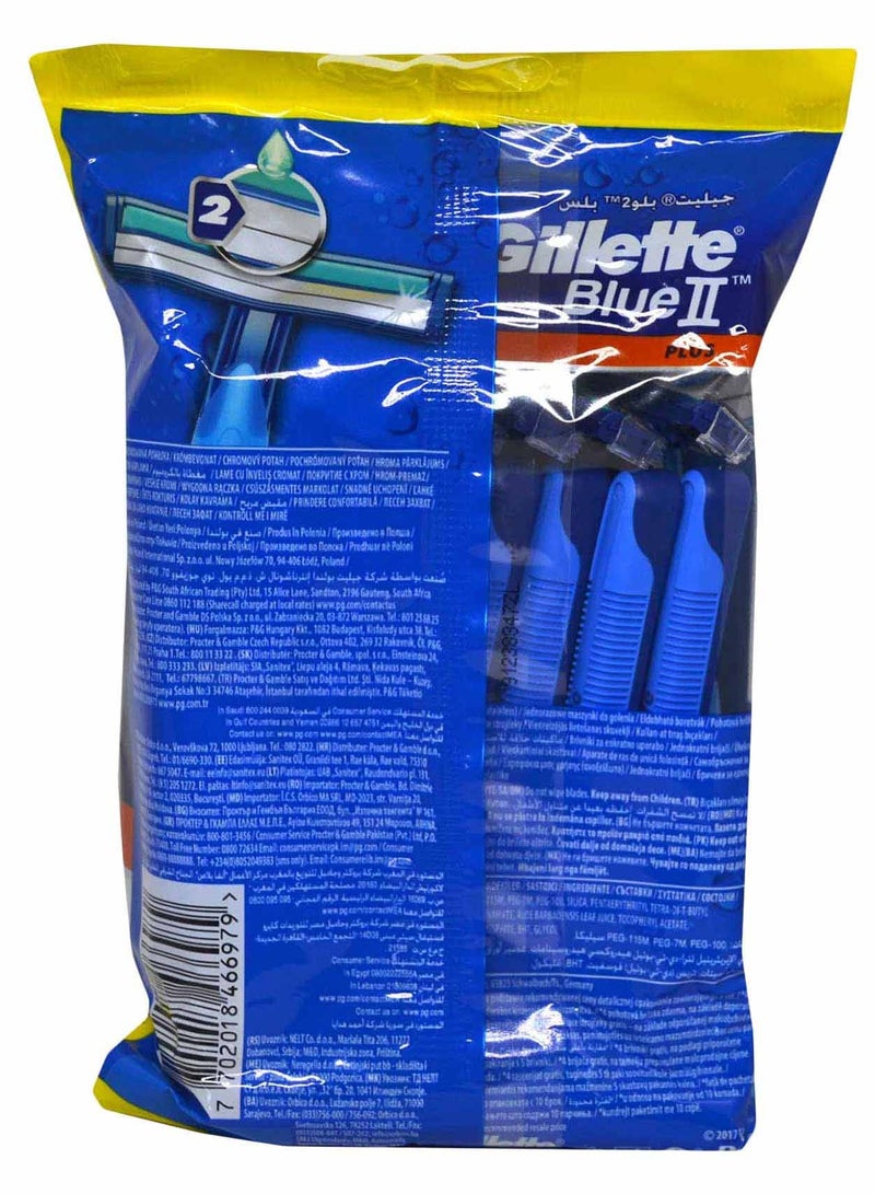 مجموعة شفرات حلاقة بلو 2 بلس للاستخدام مرة واحدة، مكونة من 14 قطعة، أزرق/فضي - Image 4