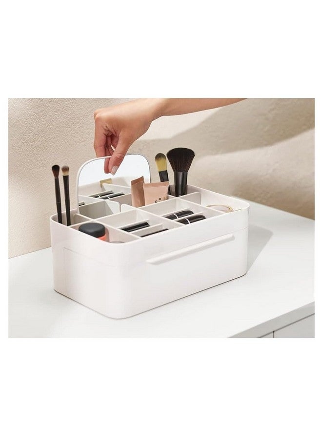 PUSHKH PUSHKH Cosmetic Organizer with Removable Magnification Mirror Large Drawer Compartment Makeup Storage Box For Brushes, Mascaras, Eye-shadows, Cotton buds or make-up sponges - Image 2