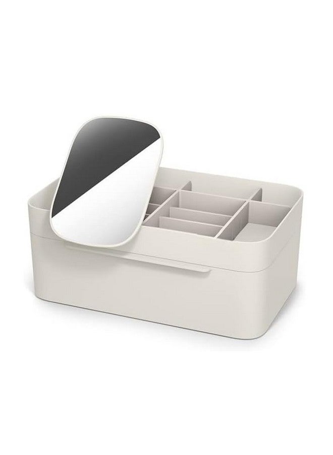 PUSHKH PUSHKH Cosmetic Organizer with Removable Magnification Mirror Large Drawer Compartment Makeup Storage Box For Brushes, Mascaras, Eye-shadows, Cotton buds or make-up sponges - Image 1