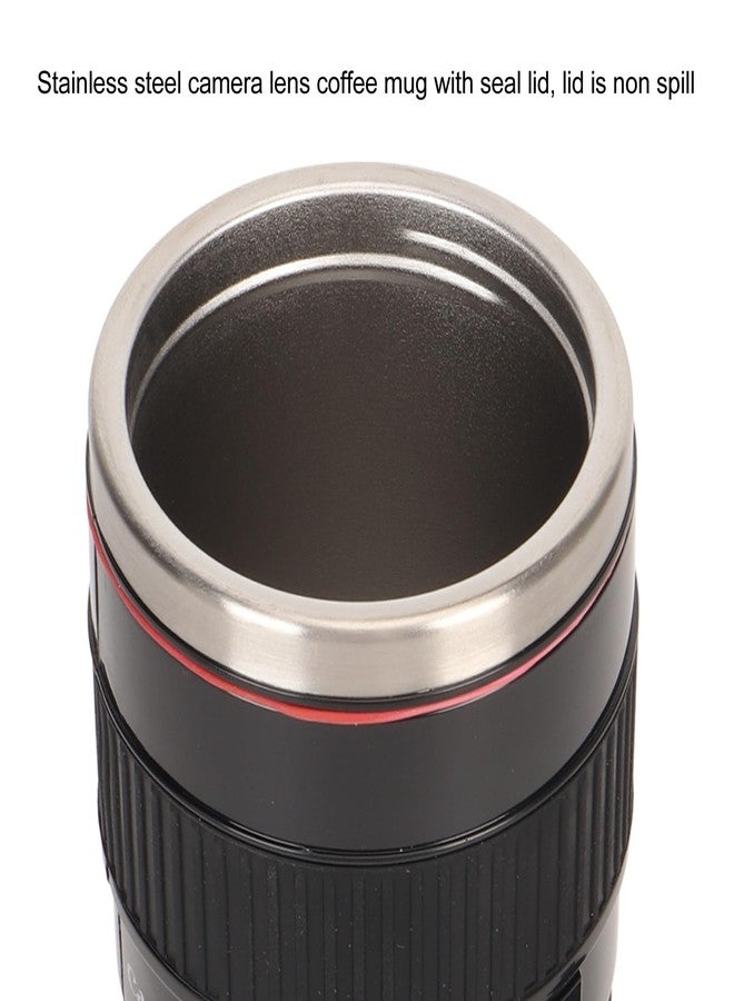 فوكتي كوب قهوة على شكل عدسة كاميرا من فوكيتي، أكواب عدسة من الفولاذ المقاوم للصدأ مع غطاء، كوب سفر معزول مانع للتسرب، زجاجة ماء/شاي، هدايا رائعة للمصورين، لوازم منزلية، للأصدقاء، مكافآت مدرسية - Image 2