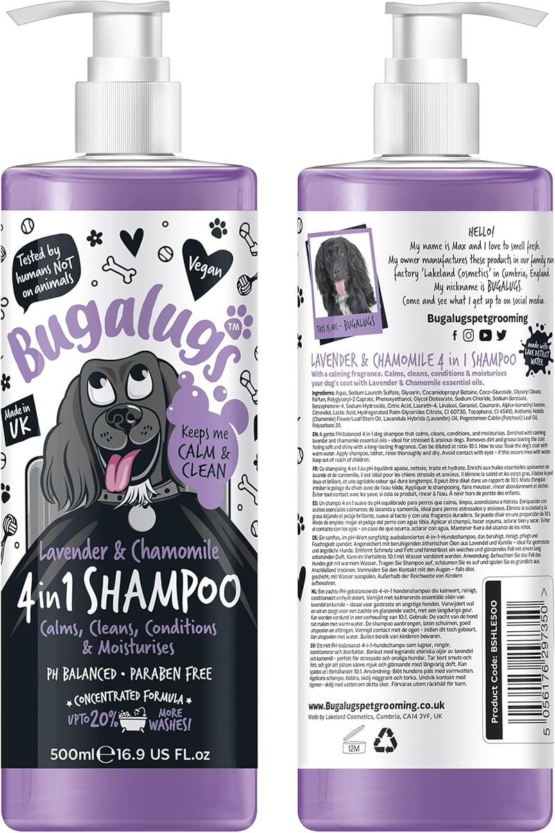 Bugalugs 4in1 Lavender & Chamomile Dog Shampoo - 500ML - Image 1