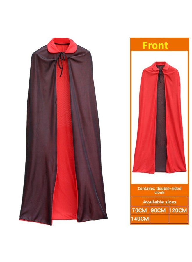 Black Cape - Grim Reaper Halloween Costume - Double-sided-black-red-cape, 140 - Death Hooded Cloak, Scythe Prop, Scary Cosplay, Adult Costume, Horror Party - Image 1