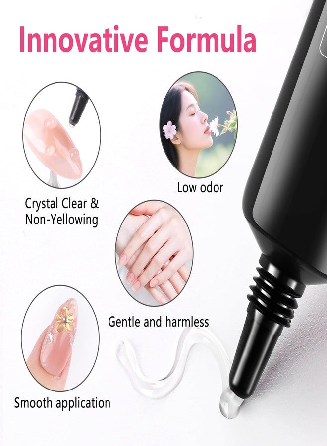 BQAN 3in1 3D Nail Sculpting Gel Kit, 2x10g Sculpting Design No-Wipe 3D Gel whit Chrome Powder for Rhinestones / DIY Nail Art, Perfect for Salon & Home Use (Clear) - Image 4