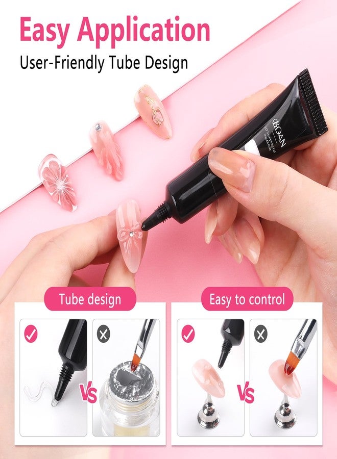 BQAN 3in1 3D Nail Sculpting Gel Kit, 2x10g Sculpting Design No-Wipe 3D Gel whit Chrome Powder for Rhinestones / DIY Nail Art, Perfect for Salon & Home Use (Clear) - Image 2