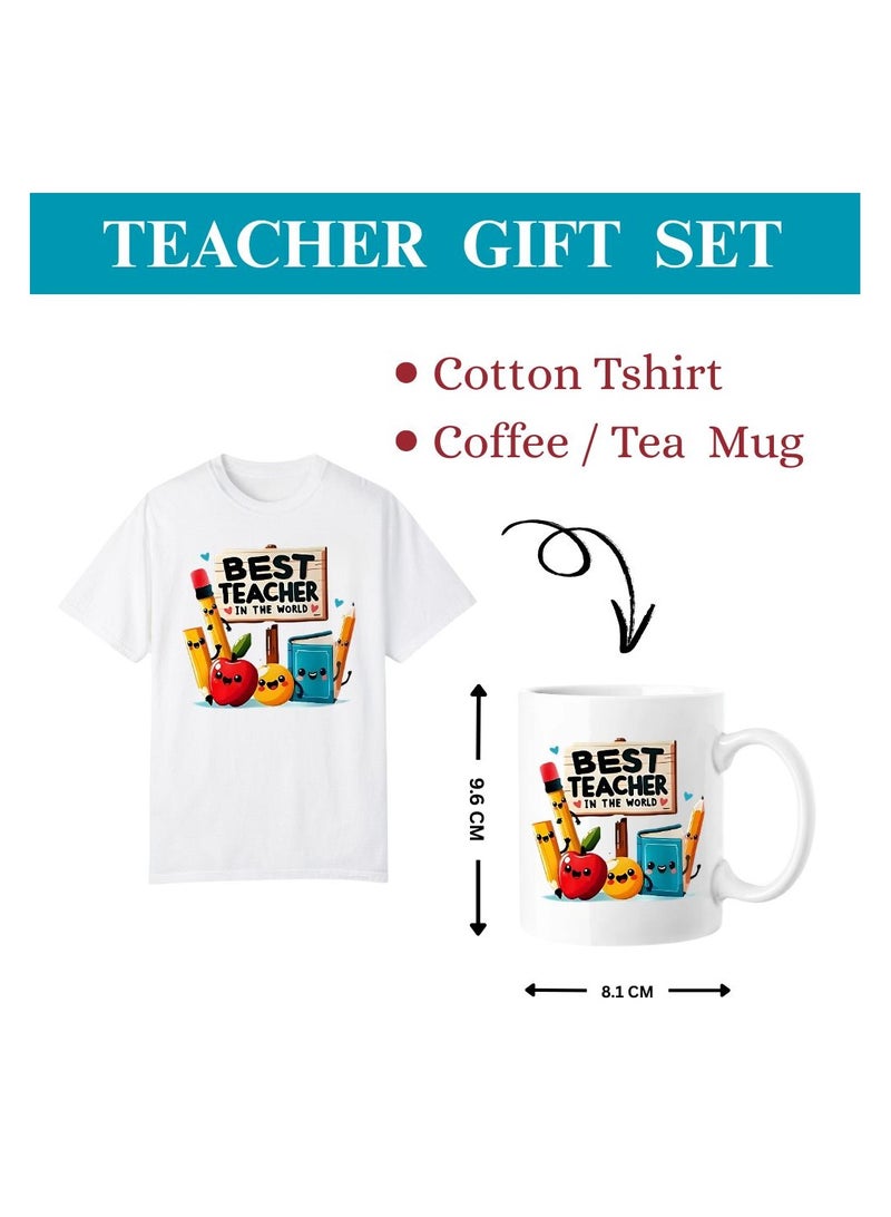 PRINTSHOP4ME Teachers Day T-Shirt And Ceramic Coffee Mug Combo–Thoughtful Gift Set For Teachers–Ideal For Women Educators–Appreciation Gift For Teacher’s Day,End Of Year Or Back To School  - Image 2