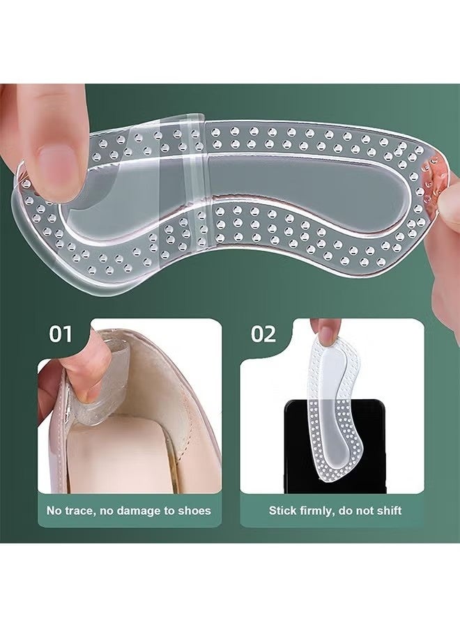 4 أزواج من ملصقات الكعب الشفافة المصنوعة من السيليكون، وسائد غير قابلة للانزلاق للعناية بكعب القدم، مجموعة حماية مريحة للرجال والنساء - Image 5