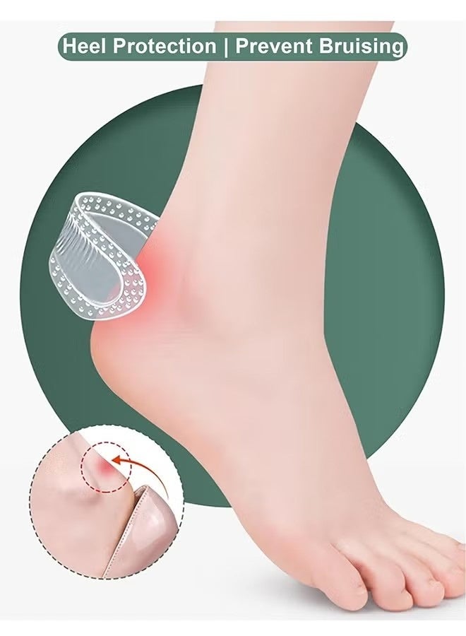 4 أزواج من ملصقات الكعب الشفافة المصنوعة من السيليكون، وسائد غير قابلة للانزلاق للعناية بكعب القدم، مجموعة حماية مريحة للرجال والنساء - Image 2