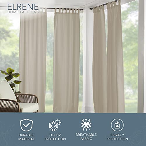 Elrene Home Fashions Matine Weatherproof Tab-Top Indoor/Outdoor Solid Color Curtain Panel for Porch, Pergola, Patio, Deck, 52”W x 95”L, Taupe - Image 2
