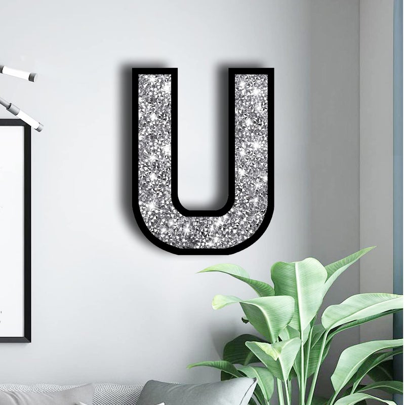 XIHACTY Letters Signs for Home D?cor Crystal Crushed Diamond Accent Sign for Wall Decor  Black DIY Custom Capital Letters for a Decoration on Bar  Desk  Dresser  Party Birthday  Wedding.(U) - Image 4