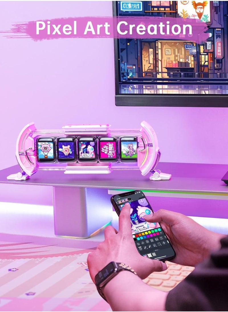 Divoom - Divoom Times Gate - Cute Gaming Digital Clock with Smart App-Controlled, Support Weather Forecast, Stock Market/Exchange Rate, Social Media, Pixel Art Display for Gamers & Home Office Decor (Pink) - Image 1