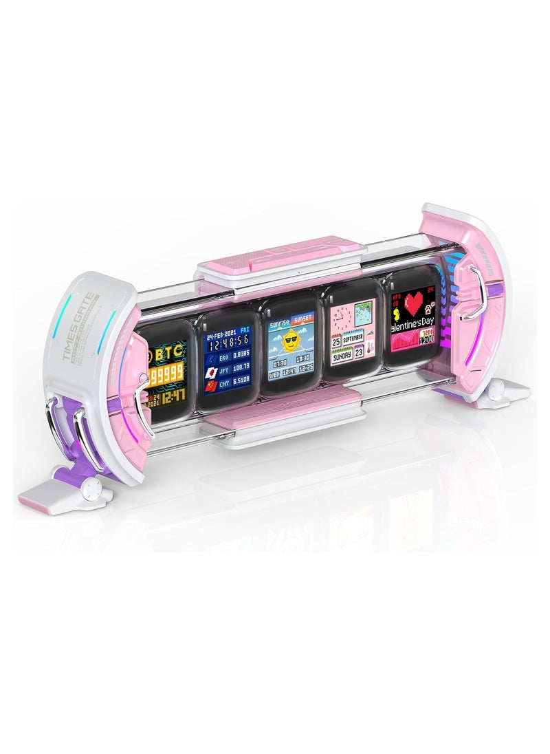 Divoom - Divoom Times Gate - Cute Gaming Digital Clock with Smart App-Controlled, Support Weather Forecast, Stock Market/Exchange Rate, Social Media, Pixel Art Display for Gamers & Home Office Decor (Pink) - Image 1
