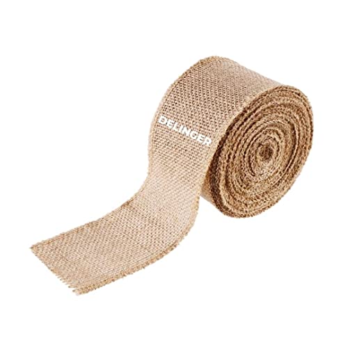 DELINGER 2" Wide Jute Twin Burlap Craft Ribbon Lace On Spool, 2 Metre Long Pack of 1 for Arts & Crafts Homemade DIY Projects, Event, Wedding Decorations Crafts, Gift Wrapping - Image 1