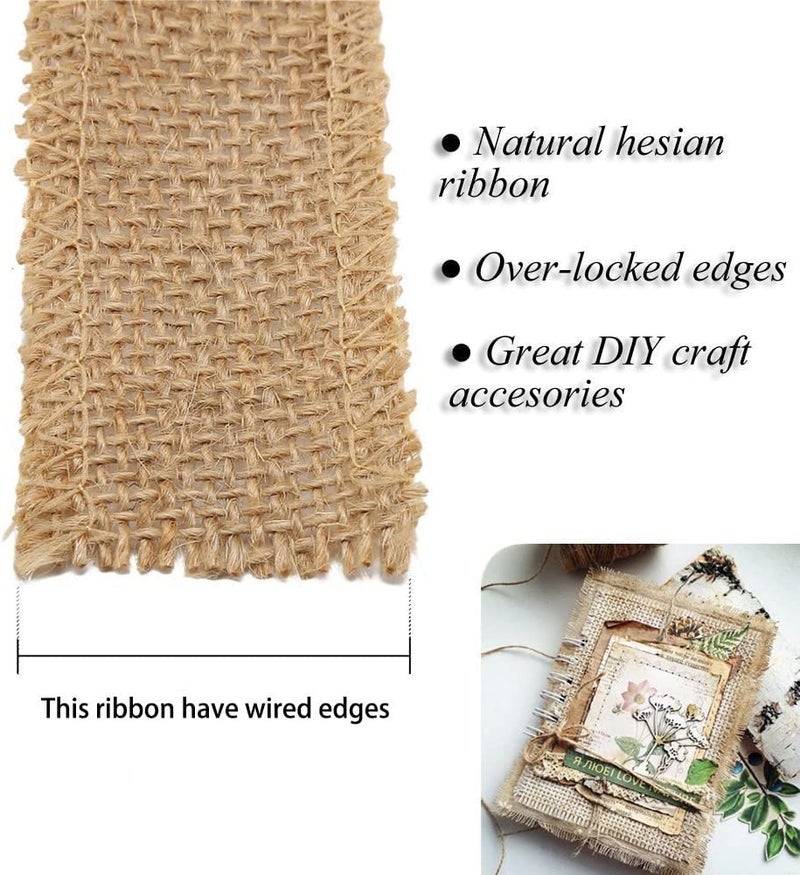 DELINGER 2" Wide Jute Twin Burlap Craft Ribbon Lace On Spool, 2 Metre Long Pack of 1 for Arts & Crafts Homemade DIY Projects, Event, Wedding Decorations Crafts, Gift Wrapping - Image 2