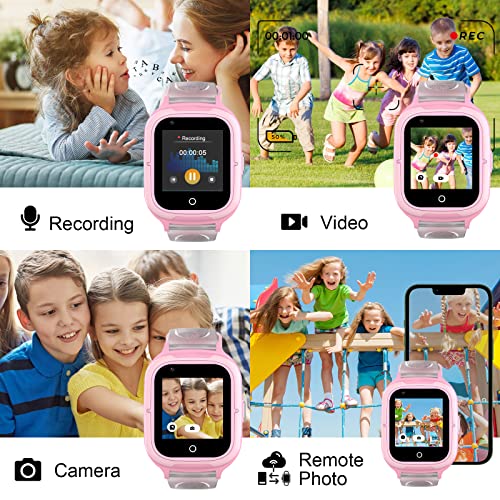 LogHog 4G Smart Watch for Kids Call and Text Boys Girls 4-12 Baby Watches with SIM Card GPS Tracker Touch Screen Kids Phone Watch Voice Video Calling Messaging (Pink) - Image 4