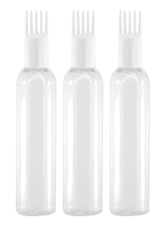 MeeTo Empty Hair Root Comb Applicator Bottle, Refillable Bottle for Applying Hair Oil Shampoo & Medicines, Empty Comb Cap Bottle, Round Container Bottle, White, 100 ml, Pack of 3 - Image 1