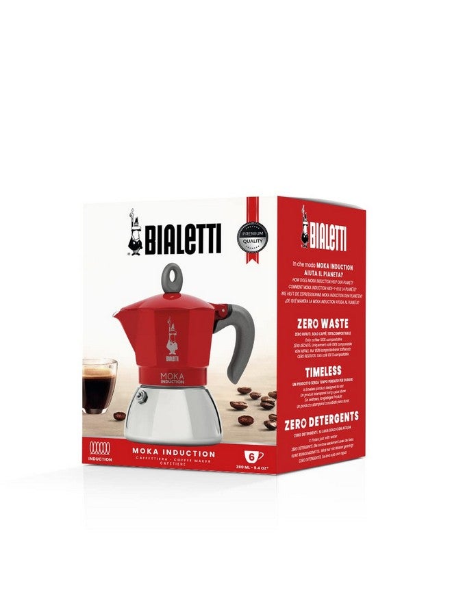 BIALeTTI Bialetti - Moka Induction, Moka Pot, Suitable for all Types of Hobs, 6 Cups Espresso (9.4 Oz), Red  - Image 2