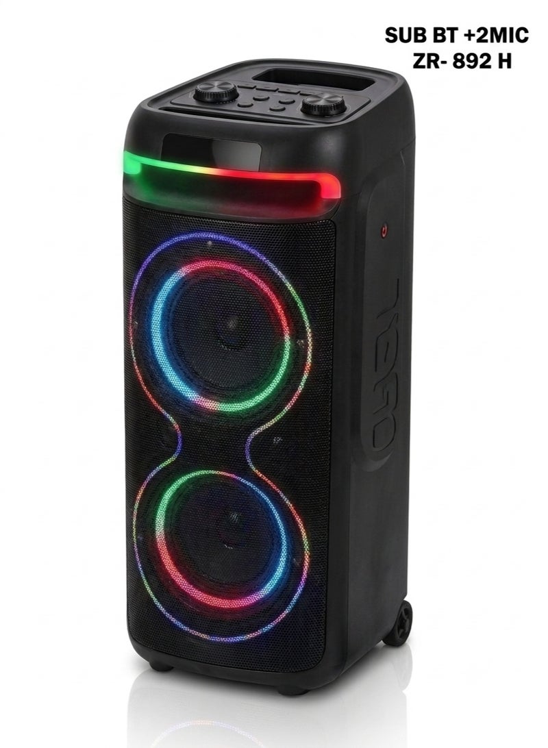 Portable Subwoofer Speaker with Built-In Battery, Bluetooth, USB, Memory Card and Microphone Support, RGB Lighting Audio System