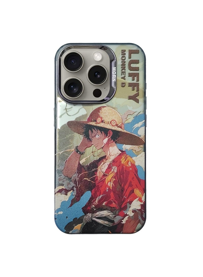 X-level iPhone 15 Pro Protective Case Cover PC Hard Phone with Anime One Piece Luffy pattern, Anti-Scratch Shockproof Protective iPhone 15 Pro Mobile Accessories Protector for Women Men - Image 1