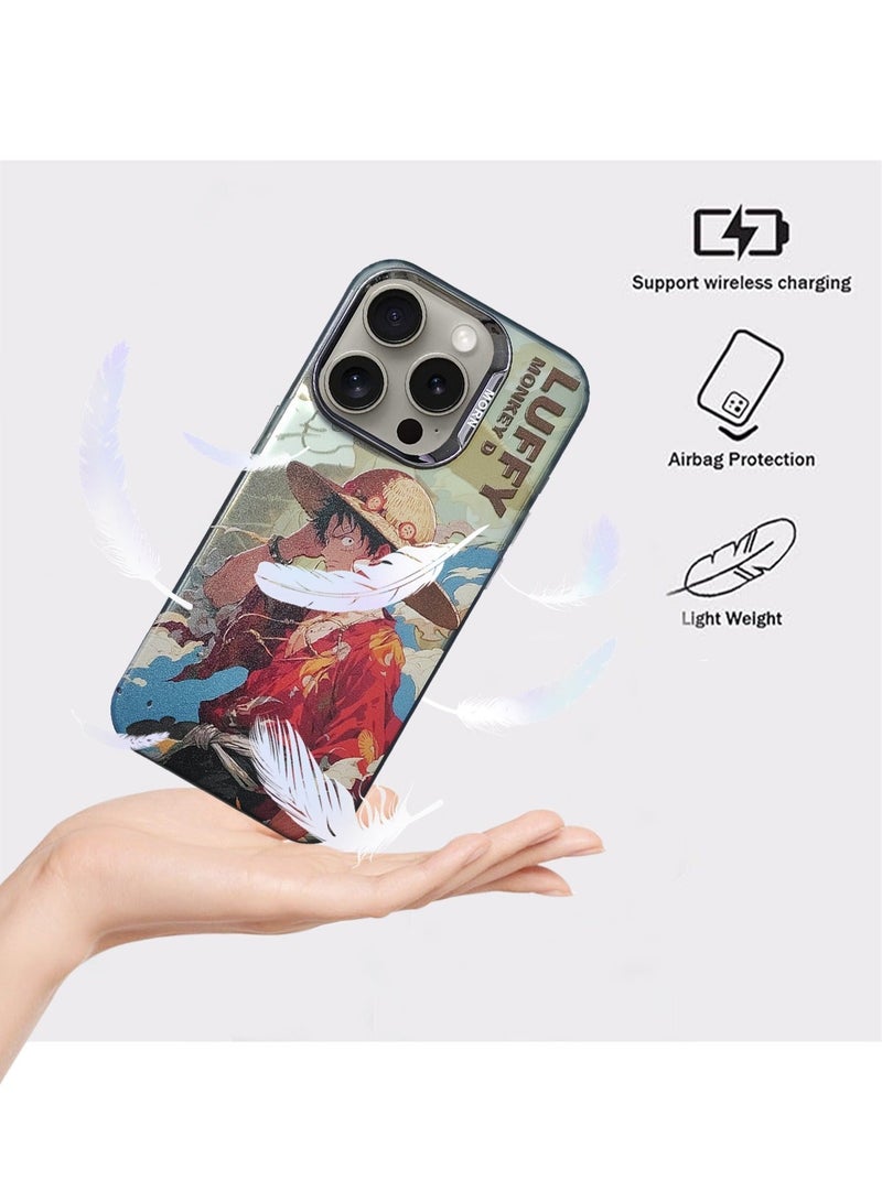 X-level iPhone 15 Pro Protective Case Cover PC Hard Phone with Anime One Piece Luffy pattern, Anti-Scratch Shockproof Protective iPhone 15 Pro Mobile Accessories Protector for Women Men - Image 5