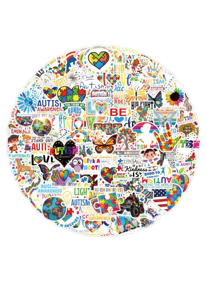 NIBEMINENT 100 Pcs Autism Awareness Deco Kit Waterproof Stickers, High Definition Printing Bright Colors, Suitable for Laptop Skateboard Luggage Water Bottle Guitar DIY - Image 2