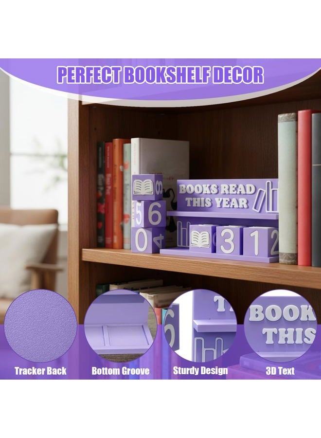 DAUCHVNY Books Read This Year Counter, 3D Printed Book Tracker for Reading Goal Display, Book Counter Sign Bookshelf Decor, Reading Challenge Gift for Readers, Bookwormand Library Lovers（Purple） - Image 2