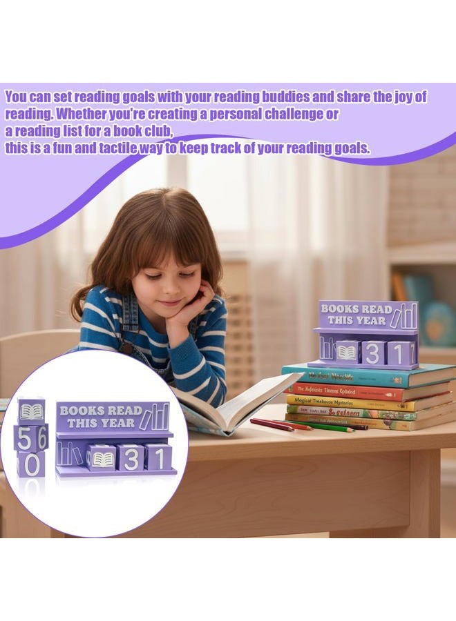 DAUCHVNY Books Read This Year Counter, 3D Printed Book Tracker for Reading Goal Display, Book Counter Sign Bookshelf Decor, Reading Challenge Gift for Readers, Bookwormand Library Lovers（Purple） - Image 4