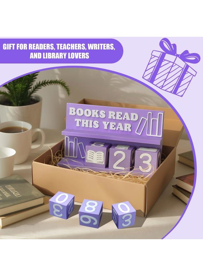DAUCHVNY Books Read This Year Counter, 3D Printed Book Tracker for Reading Goal Display, Book Counter Sign Bookshelf Decor, Reading Challenge Gift for Readers, Bookwormand Library Lovers（Purple） - Image 5