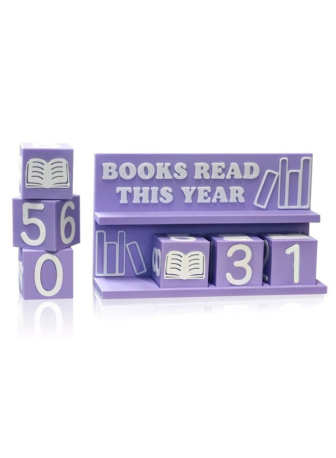 DAUCHVNY Books Read This Year Counter, 3D Printed Book Tracker for Reading Goal Display, Book Counter Sign Bookshelf Decor, Reading Challenge Gift for Readers, Bookwormand Library Lovers（Purple） - Image 1