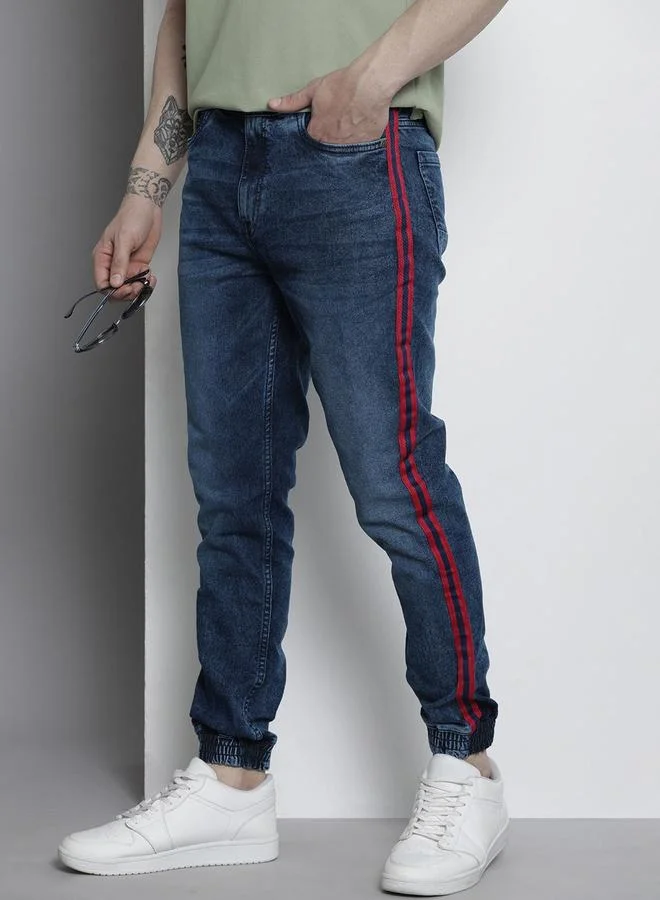 The Indian Garage Co Men Taping Detail Cuffed Jeans
