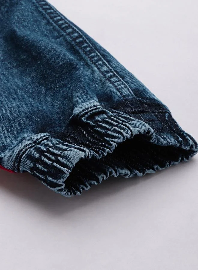 The Indian Garage Co Blue The Indian Garage Co Men Taping Detail Cuffed Jeans for Men | Best Price UAE