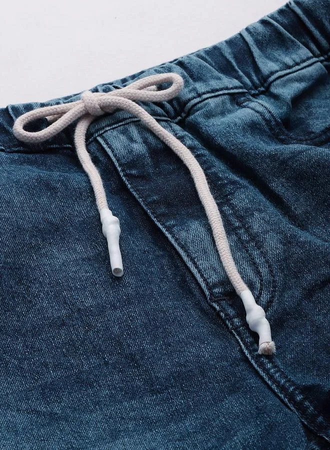 The Indian Garage Co Blue The Indian Garage Co Men Taping Detail Cuffed Jeans for Men | Best Price UAE