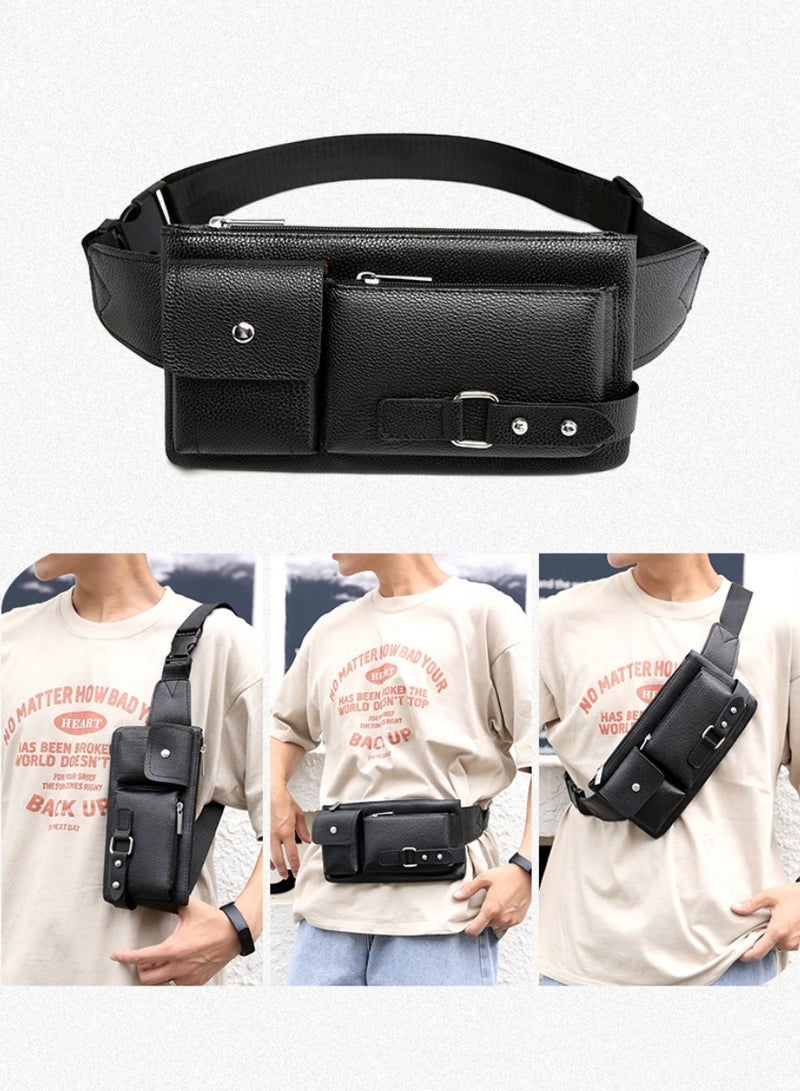 Men's Outdoor Leisure Chest Bag, Boy's Business Travel Crossbody Bag Pack Belt Bag, Sports Cycling and Hiking Handbag Carrying Bag for College Students and Teenagers - Image 2