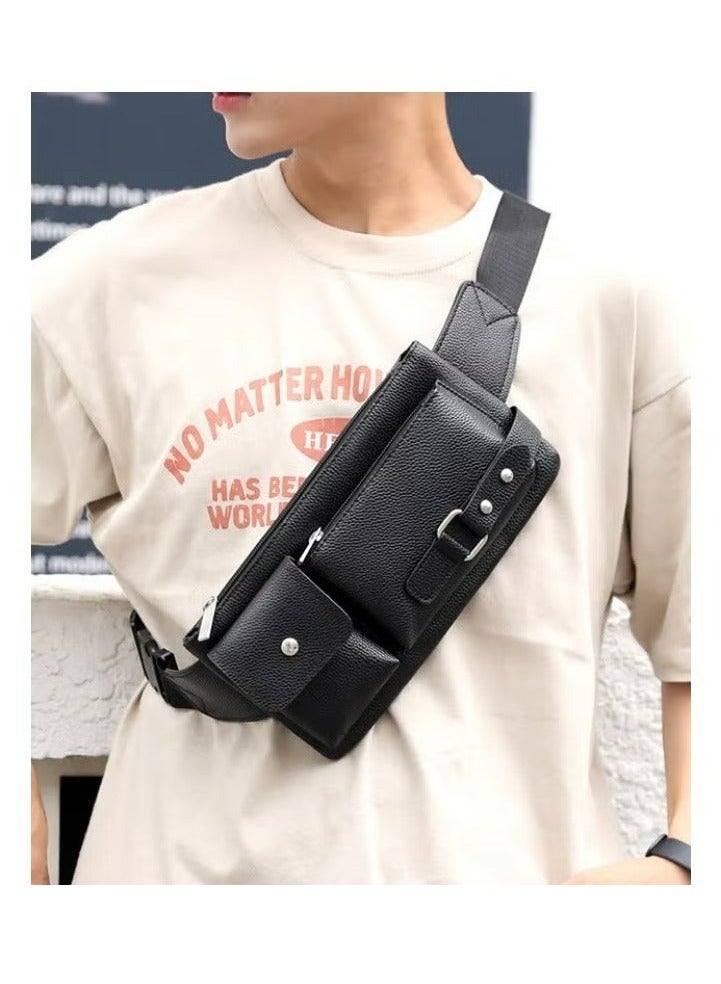 Men's Outdoor Leisure Chest Bag, Boy's Business Travel Crossbody Bag Pack Belt Bag, Sports Cycling and Hiking Handbag Carrying Bag for College Students and Teenagers - Image 5