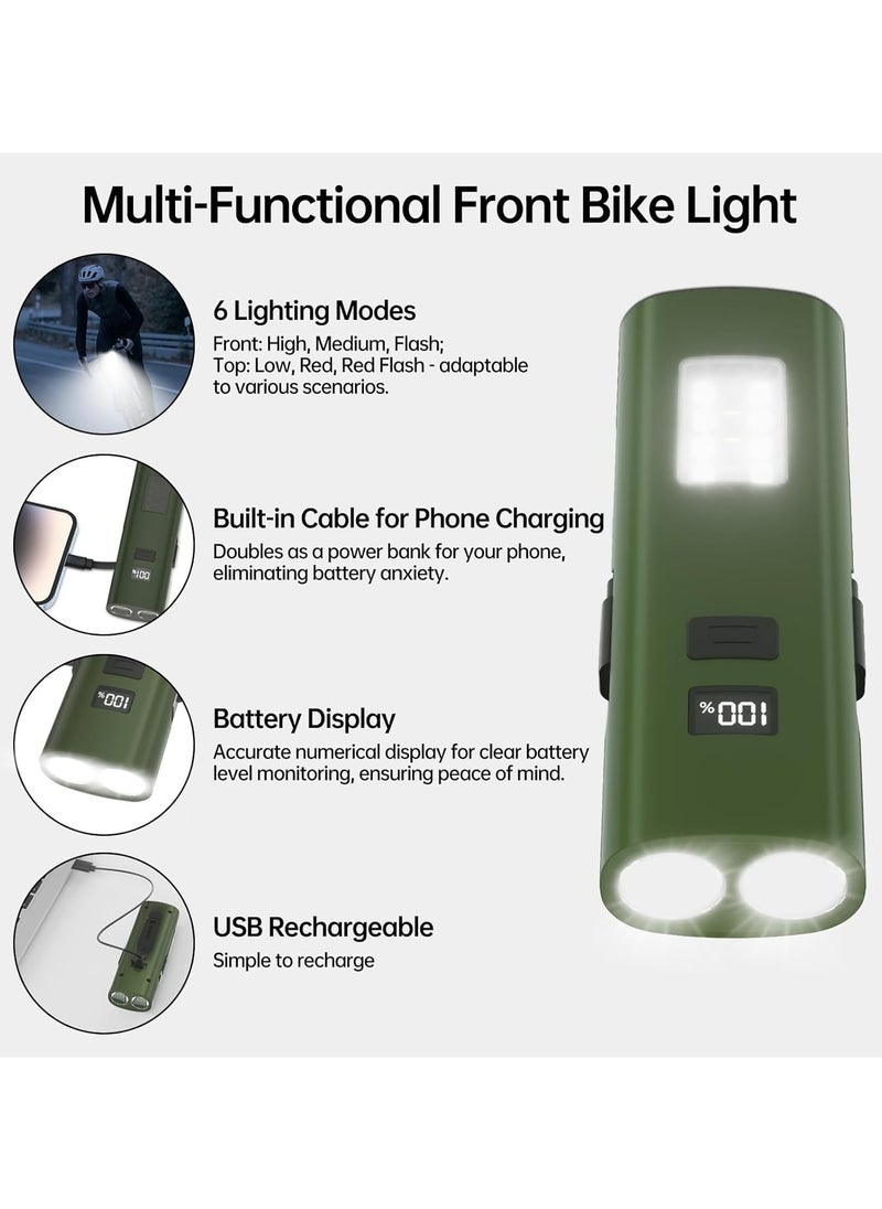 Generic - Powerful bike light with 6 lighting modes, built-in power bank to charge your mobile, waterproof for your trips anytime and anywhere – power and lighting in one device! - Image 1