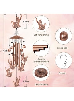 YHmall Wind Chimes For Outside, 35" Cat Memorial Wind Chimes Cat Lover Gifts Windchimes Outdoors For Woman, Mom, Patio, Garden Decor, Mother'S Day  - Image 3