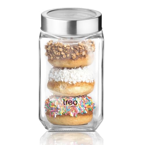 Treo by Milton Cube Storage Glass Jar, 800 ml, Transparent, BPA Free, Kitchen Storage Organizer, Modular, Multipurpose Spice Jars - Image 1