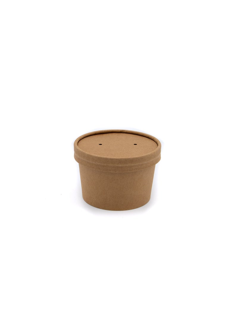 ecoway Paper Disposable Soup Bowl Tube 8 Oz - Pack Of 25 Brown Kraft Soup Containers with Lids Disposable Takeaway Paper Soup Cups Takeaway Tubes - Image 4