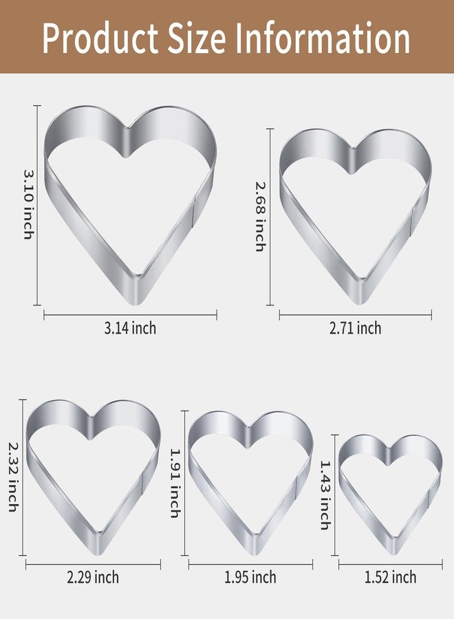 MixPeak 5 Pcs Heart Cookie Cutter,Stainless Steel Heart Shaped Cookie Cutters for Baking, Biscuit Cutters for Valentine's Day Birthday, Wedding,Holiday,Party - Image 2
